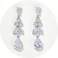 Fashion EarringTeardrop Wedding Bridal Earrings For Brides Bridesmaids Crystal Cubic Zirconia Dangle Drop Earrings For Women Prom Gifts