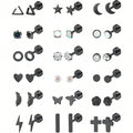 Fashion Earring18 Pairs Stainless Steel Stud Earrings Set For Women Men Star Moon Flower Heart Leaf Opal 20G Cartilage Earrings Hypoallergenic Flatback Earrings Piercing Jewelry