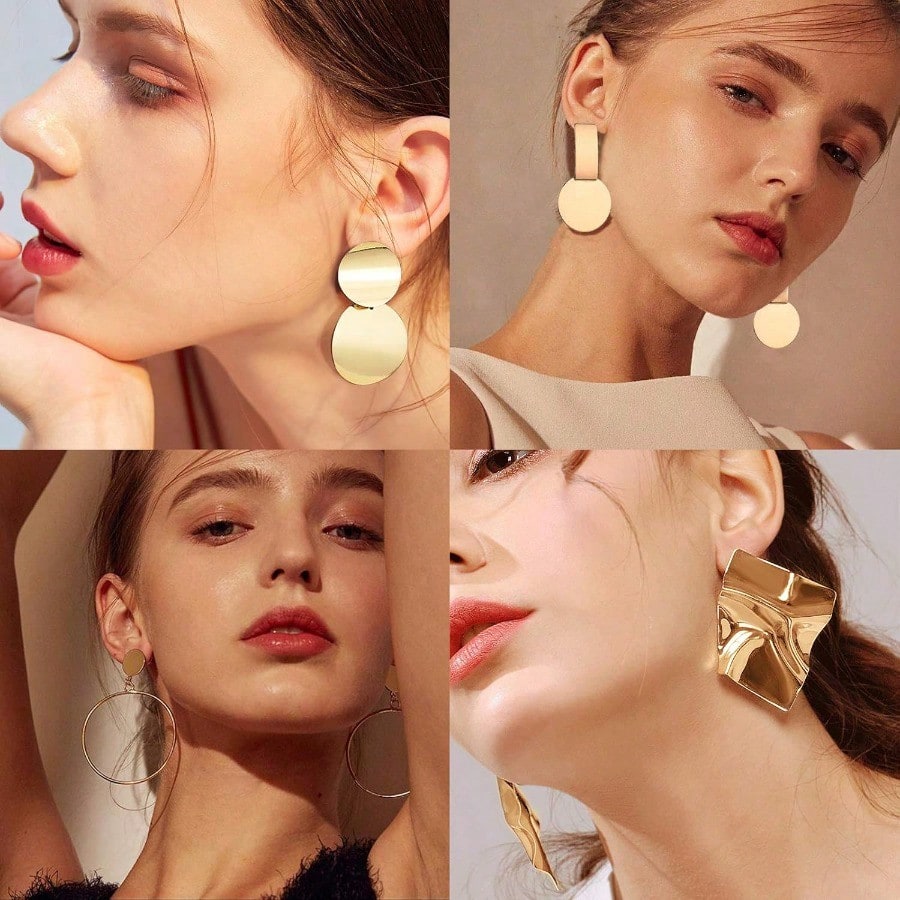 Fashion Earring13 Pairs Statement Drop Dangle Earrings Gold Stud Earrings For Women And Fashion Big Geometric Earrings Hanging Earring Set Jewelry Gifts