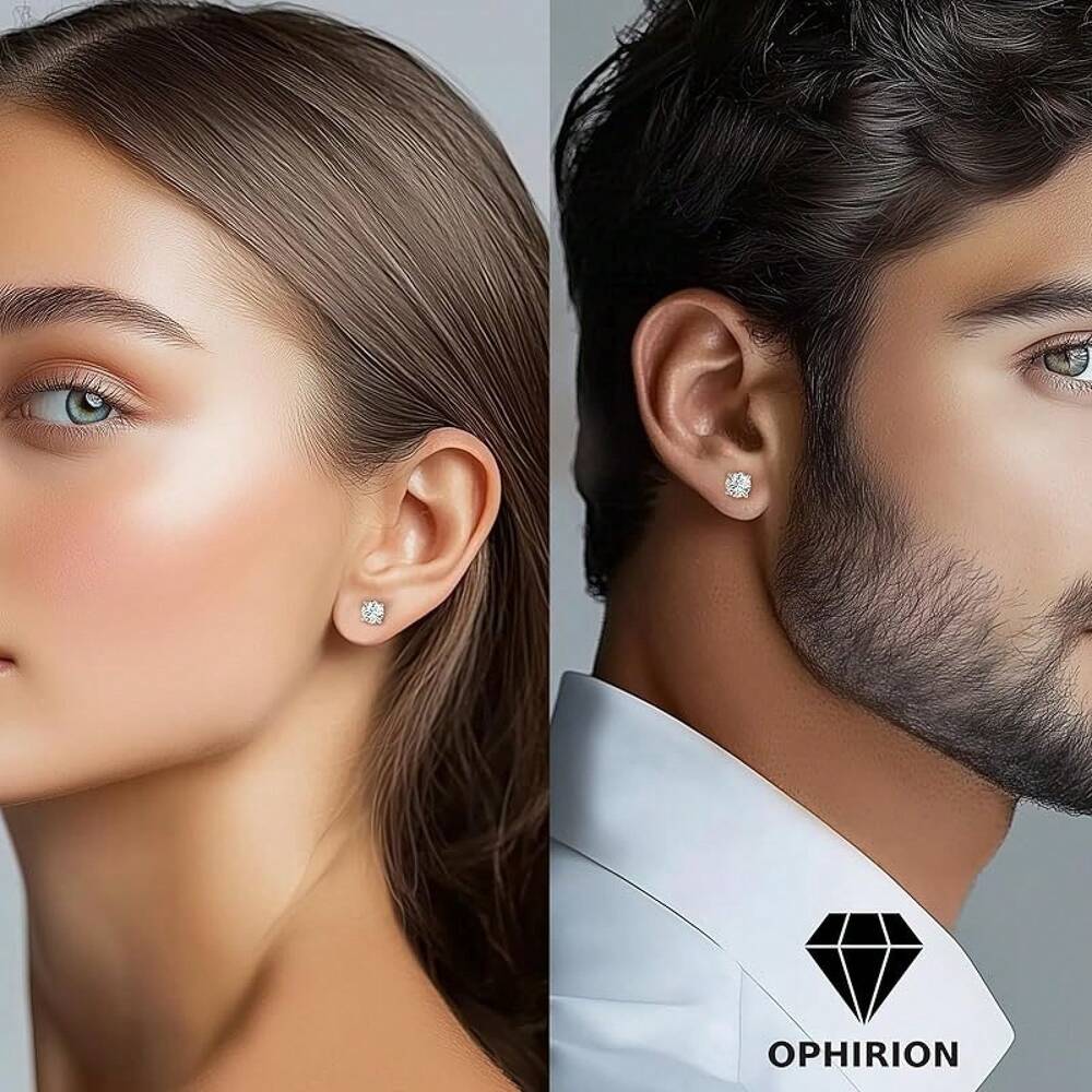 EWAJFBVMoissanite Stud Earrings Women & Men – 1.0 & 1.6 CTW Round Cut, Clarity Lab-Created – 925 Sterling Silver With White Gold Plating – Hypoallergenic, GRA Certified