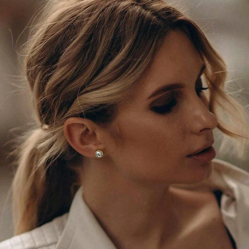 EWAJFBVGold Stud Earrings Women 14K Gold Earrings Lightweight Studs Earring Women Hypoallergenic Classic Small Studs Womens Earring 6.5/8.5mm