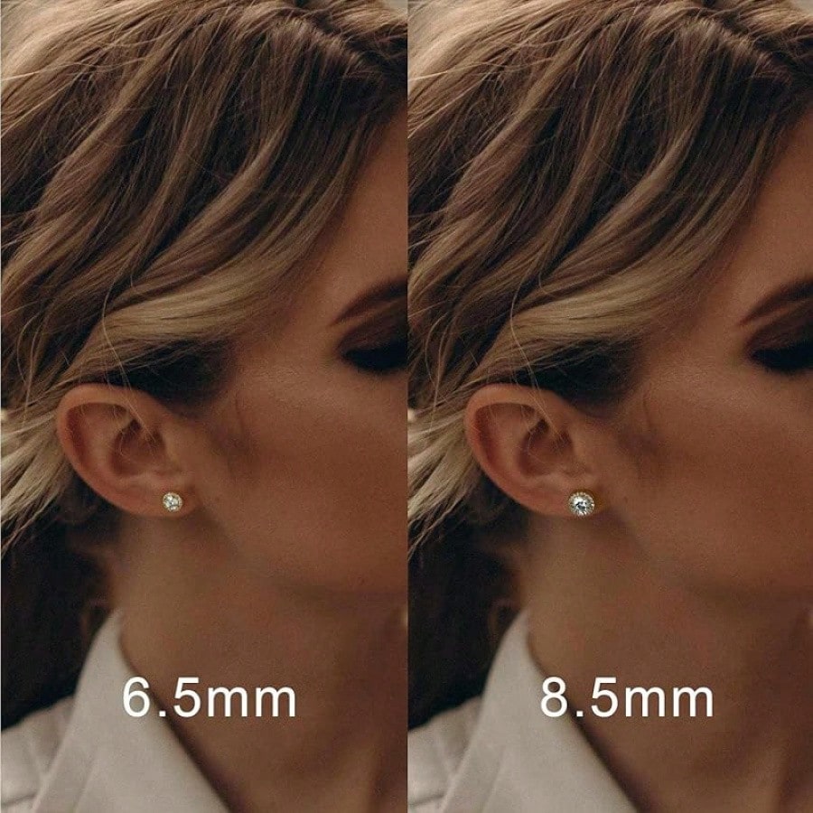 EWAJFBVGold Stud Earrings Women 14K Gold Earrings Lightweight Studs Earring Women Hypoallergenic Classic Small Studs Womens Earring 6.5/8.5mm