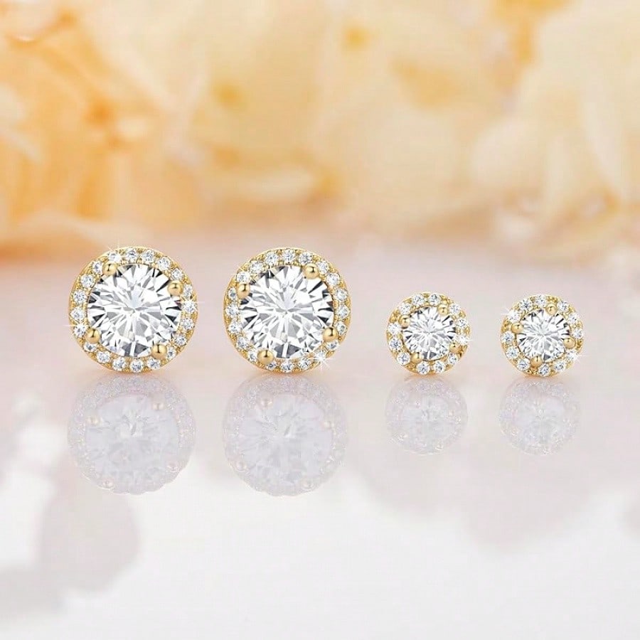 EWAJFBVGold Stud Earrings Women 14K Gold Earrings Lightweight Studs Earring Women Hypoallergenic Classic Small Studs Womens Earring 6.5/8.5mm