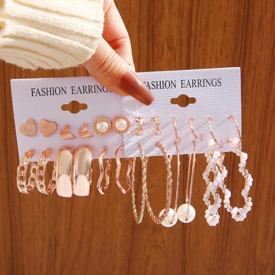 Fashion EarringFAXHION 36 Pairs Gold Earrings Set For Women Fashion Pearl Chain Link Stud Drop Dangle Earrings Multipack Hoop Earring Packs Hypoallergenic Earrings For Birthday Party Jewelry